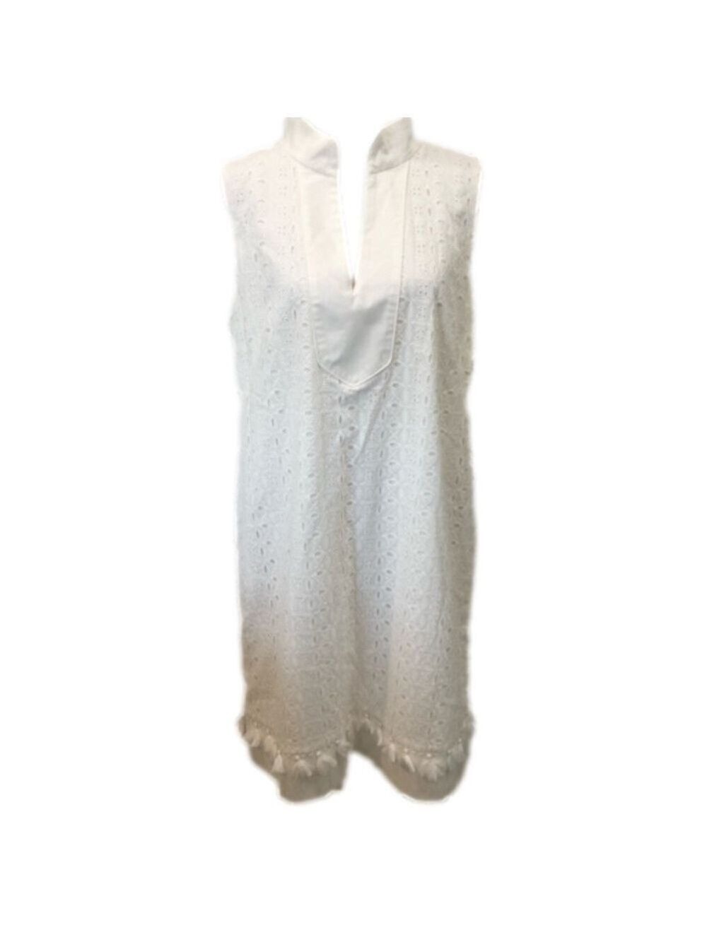 Eliza J Size 14 white eyelet dress sleeveless midi. Bridal lunch garden party